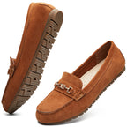 DeYashopin Women's Flats Shoes Leisure Slip On Comfort Boat Shoes Microfiber(Camel-9.5)