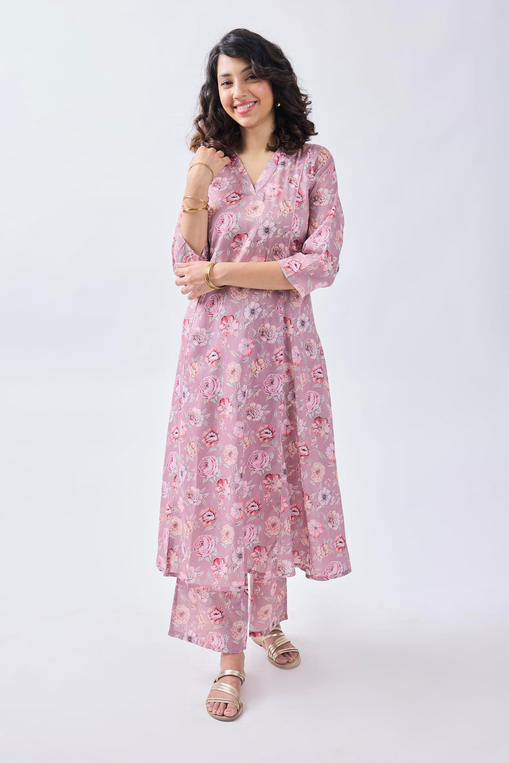 Toochki Salwar Suit For Women | Two Piece Salwar Suit For Women | Cotton Salwar Suit | Light Pink Floral Printed Salwar Suit | R