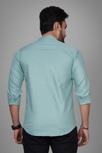 Besix MenS Cotton Solid Shirt With Mandarin Collared Full Sleeve Button Closure Curved Hem Straight Length And One Pocket | Mdr