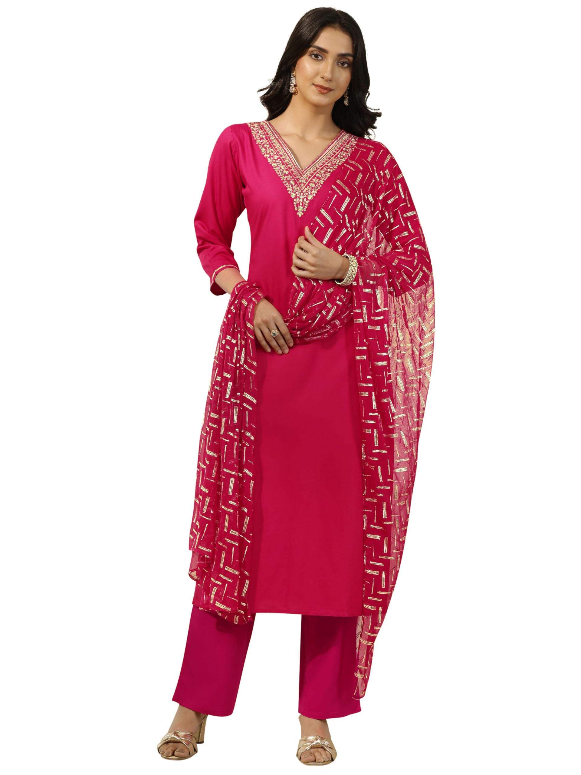 Libas Yoke Design Silk blend Straight-fit Kurta Set for Women (401561S)