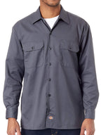 Dickies Men's Long Sleeve Work Shirt, Charcoal, Large