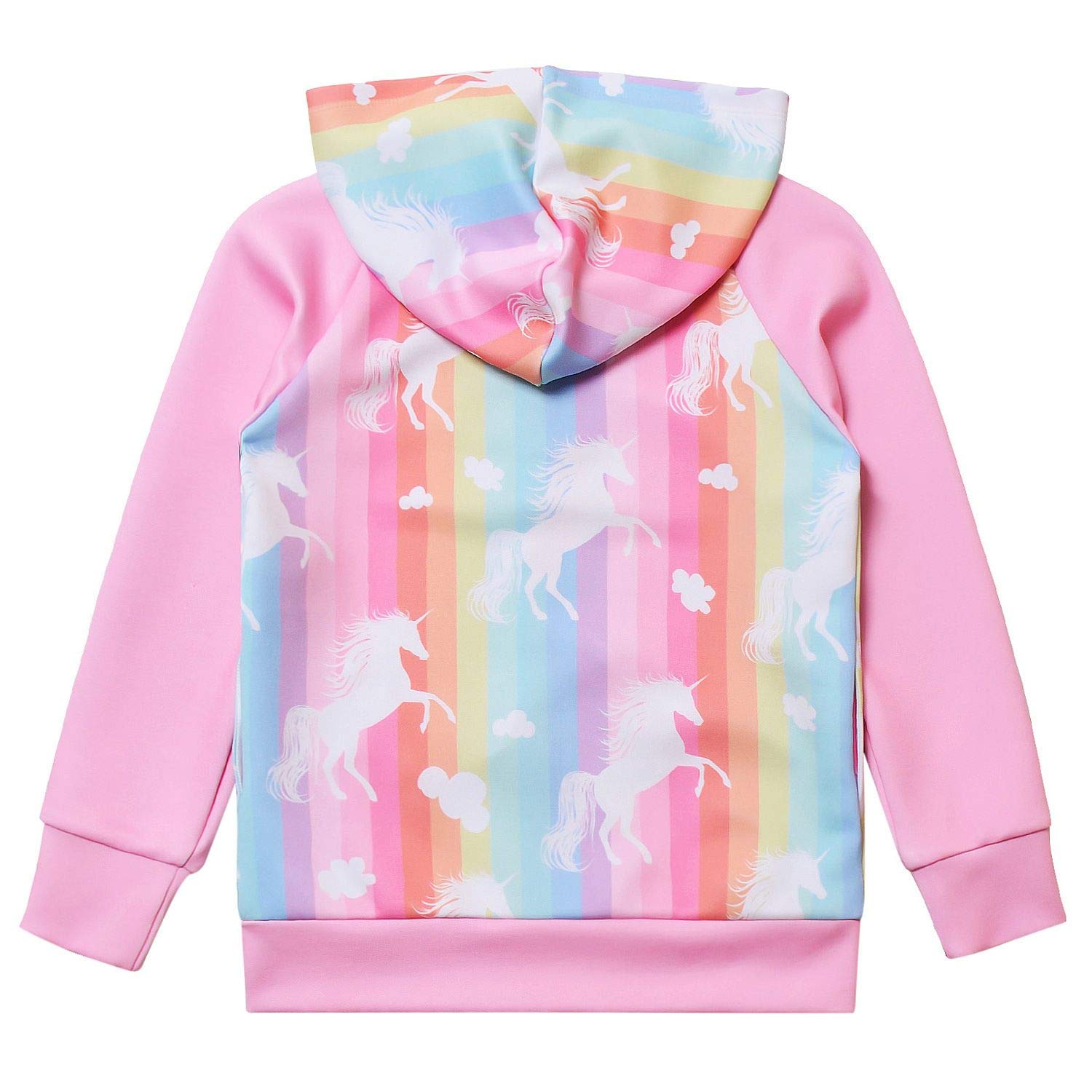 Unicorn Jacket Girls Zip Up Hoodie Sweatshirt Halloween Costume Pink Size 8 9