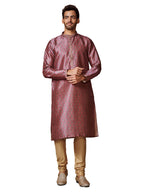 Manyavar Kurta Set for Men, Full Sleeves Mandarin Collar Ethnic Kurta Set For Diwali, Wedding, Party Printed (Purple, XL)