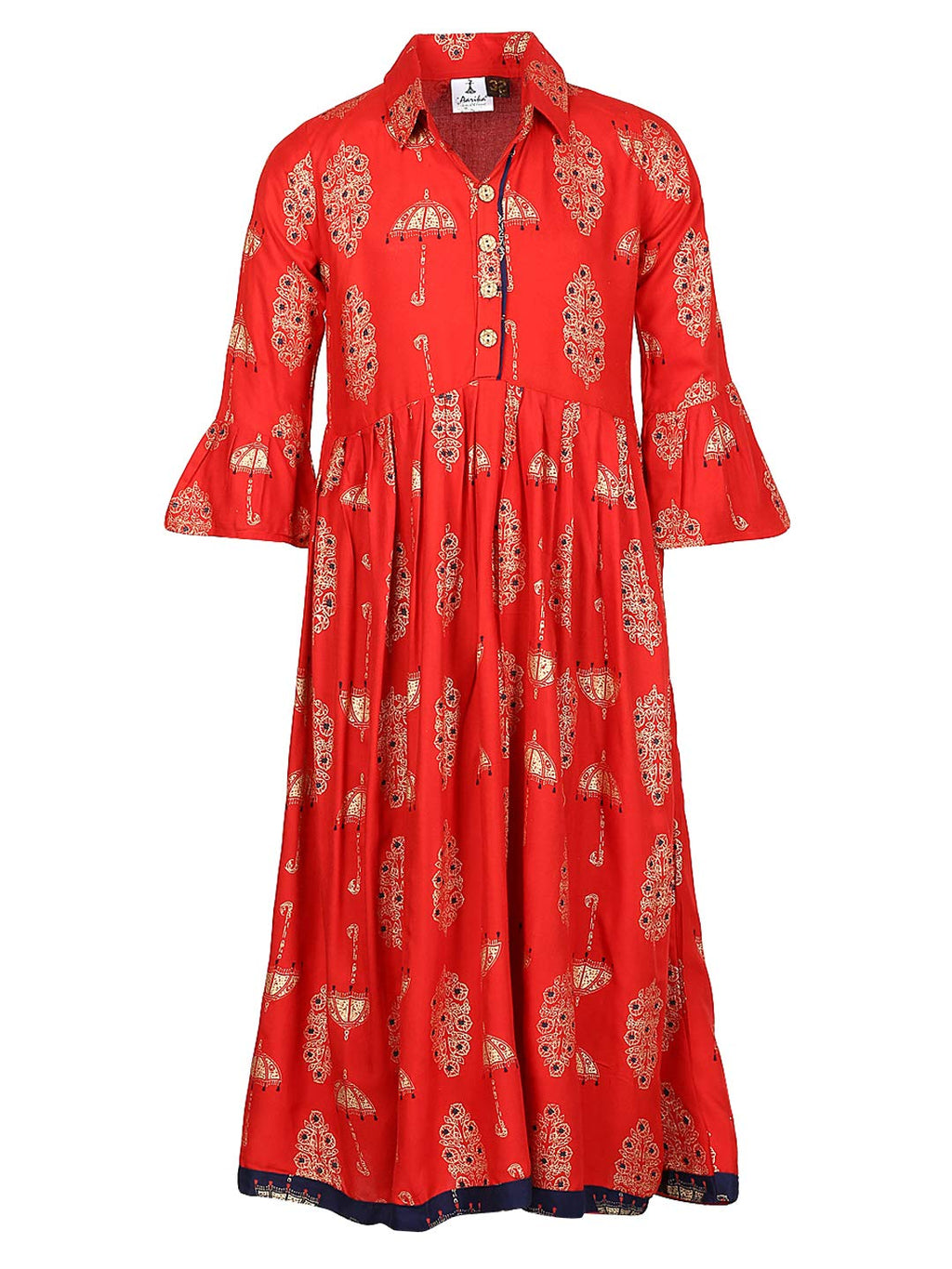 Aarika GirlS Cotton A Line Salwar Suit (Kurti-113-Red-32)