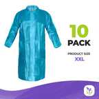 Disposable gowns XX-Large Pack of 10 Blue Lab coat Men 40 gsm Polypropylene Polyethylene Surgical gowns with collar Loop Fastene