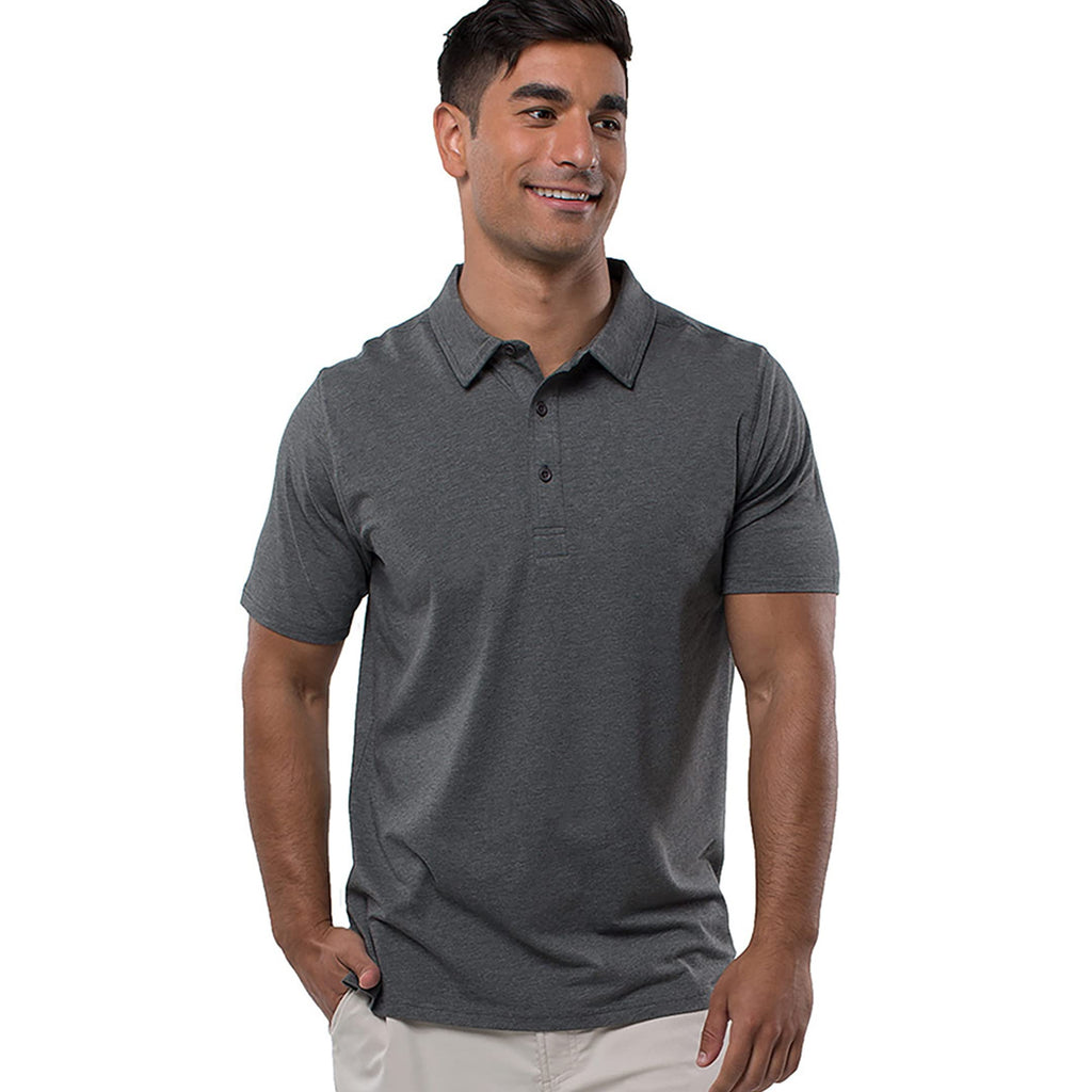 Bamboo Performance Jersey Polo T-Shirt - Carbon Heather by Cariloha for Men - 1 Pc T-Shirt (M)