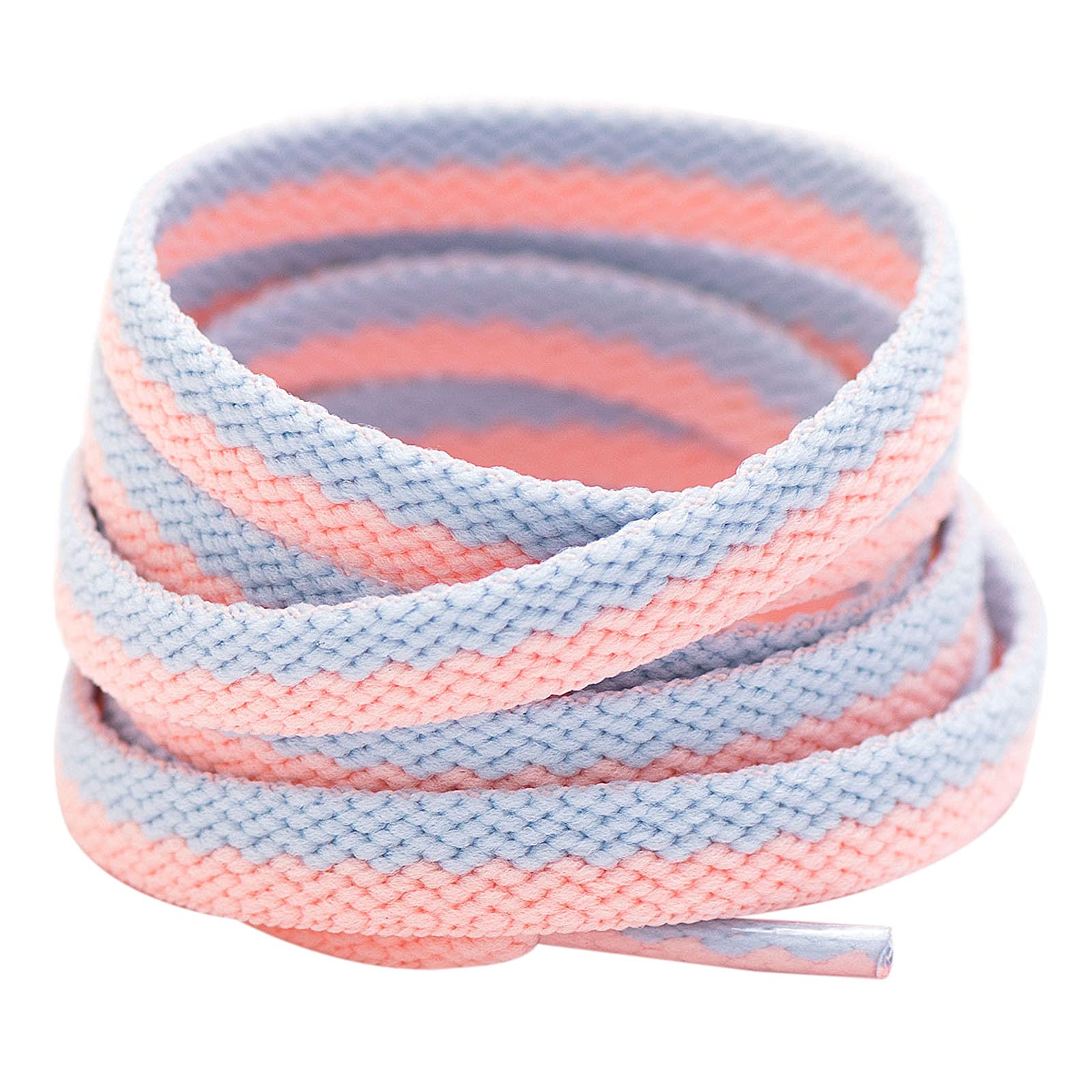Booyckiy Flat Colorful Fashion Shoelaces, 5/16 Rainbow Stripe Shoe Laces for Sneakers Pink Blue 55inch (140cm)