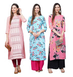 ANNI DESIGNER Women's Crepe Straight Kurta Combo Pack of 03 (CrepeCombo_3_45_ Blue_S Blue_Small)