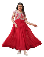 Fashion Basket WomenS Georgette Anarkali Gown Red