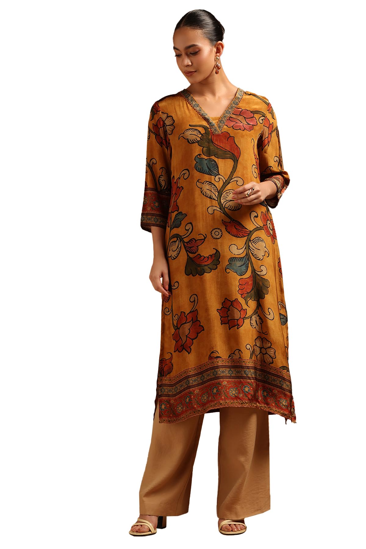Soch Women Botanical Kurta with Bead Details