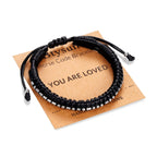 Bracelets for Men Inspirational Gifts for Him Morse Code Bracelets Adjustable Cool Leather Braided Bracelets for Boyfriend Husba