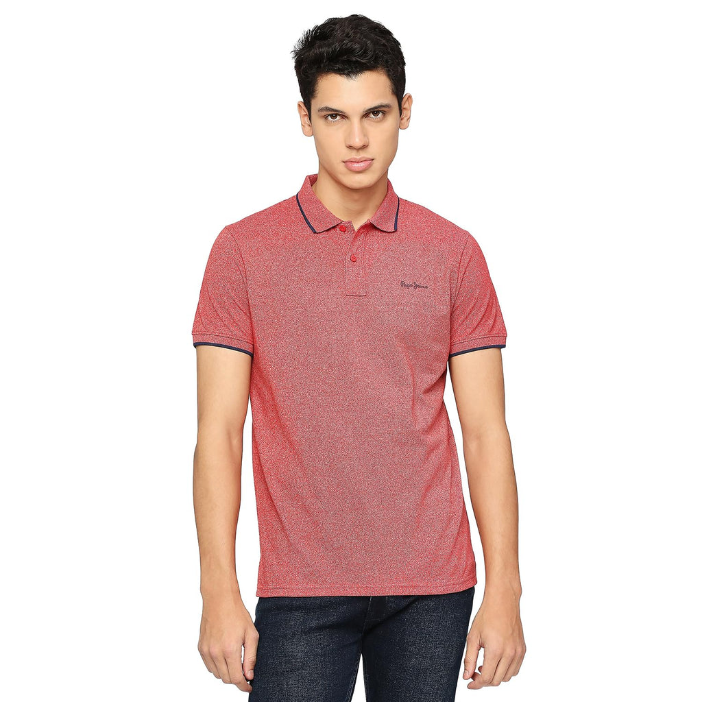 Pepe Jeans MenS Solid Regular Fit T-Shirt (Pm542093_Dark Red