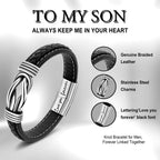 JoycuFF Mother And Son Bracelet from Mom, To My Son Birthday Gift Knot Bracelet from Mom Dad, Christmas Anniversary Knot Bracele