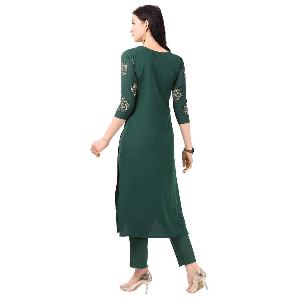 Nainvish Crepe Stitched Kurti With Pant Set For Women