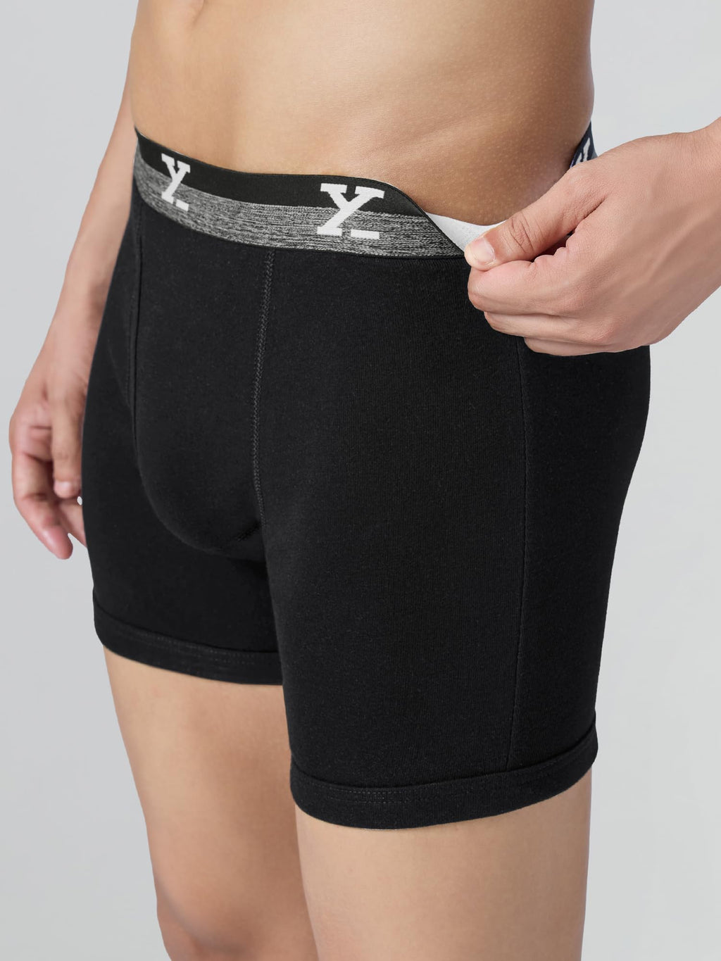 XYXX Mens Nova Cotton Boxer Brief for Men|Regular Fit with intellifresh No-Marks Waistband | Solid Underwear for Men Storm Grey