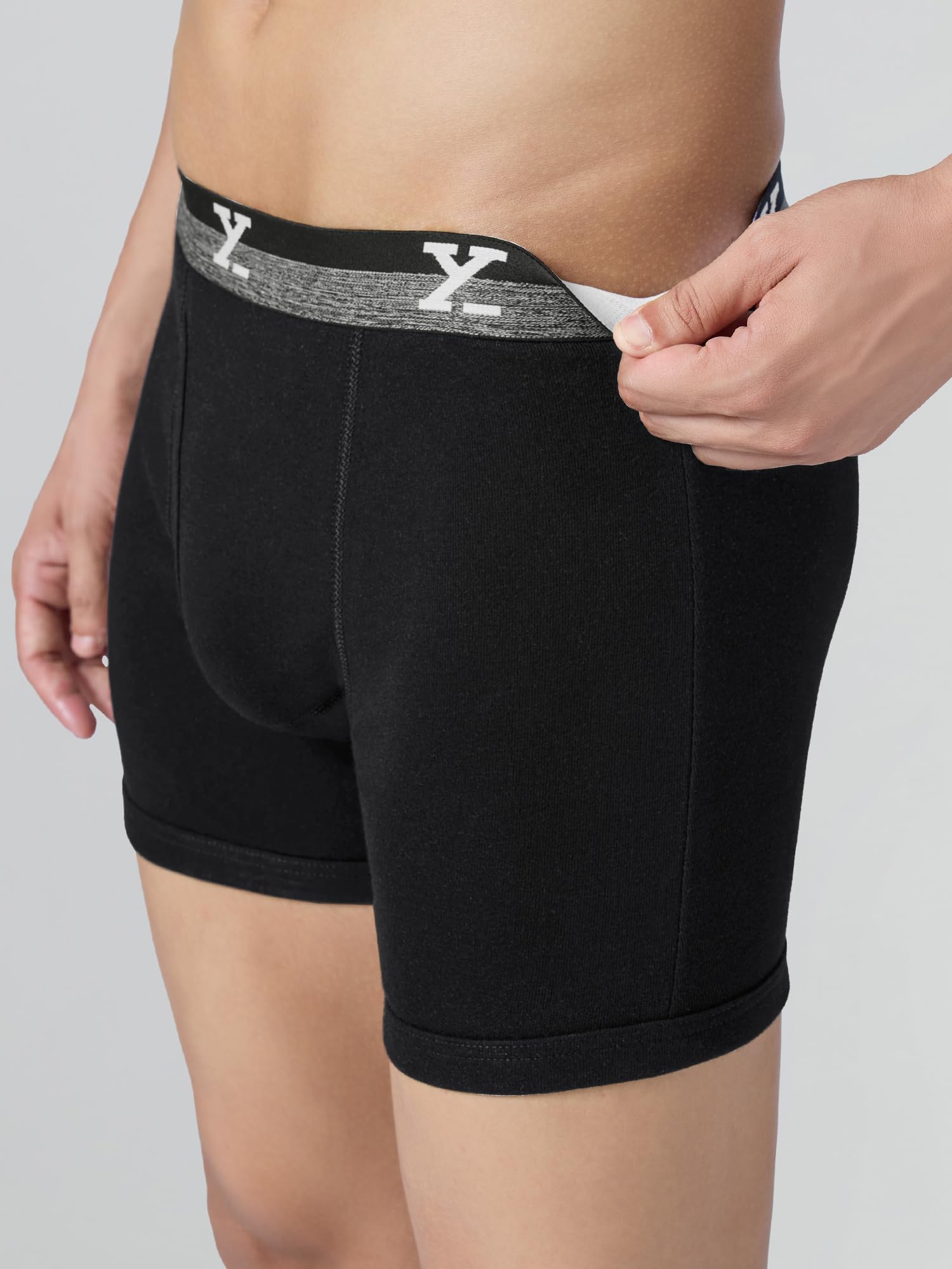 XYXX Mens Nova Cotton Boxer Brief for Men|Regular Fit with intellifresh No-Marks Waistband | Solid Underwear for Men Storm Grey