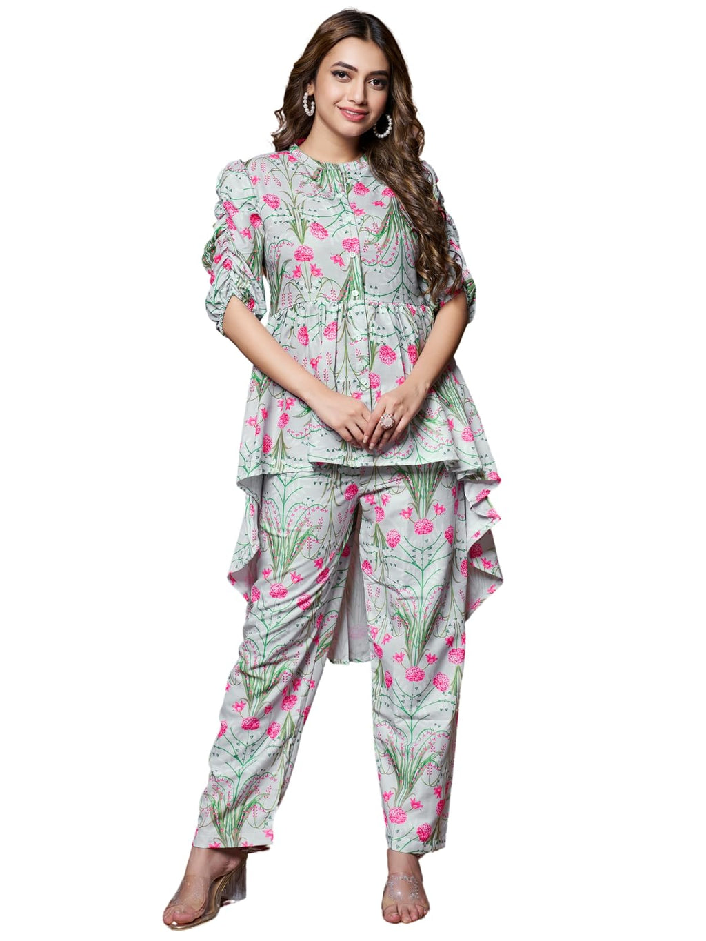 Leriya Fashion Women'S Rayon Floral Regular Western Co-Ord Set (Lf-W1936&Tr958_Green_3Xl)