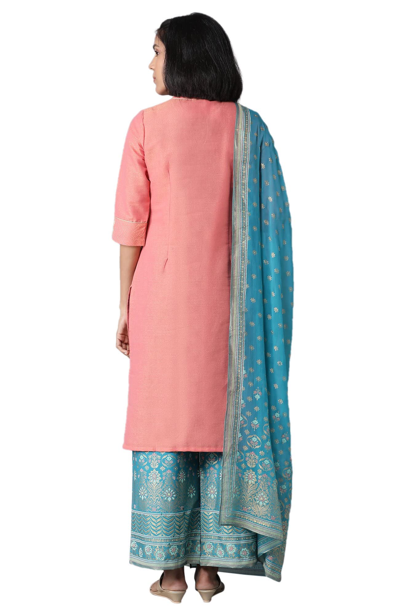 Aurelia Women'S Rayon Blend Kurta & Palazzo With Dupatta