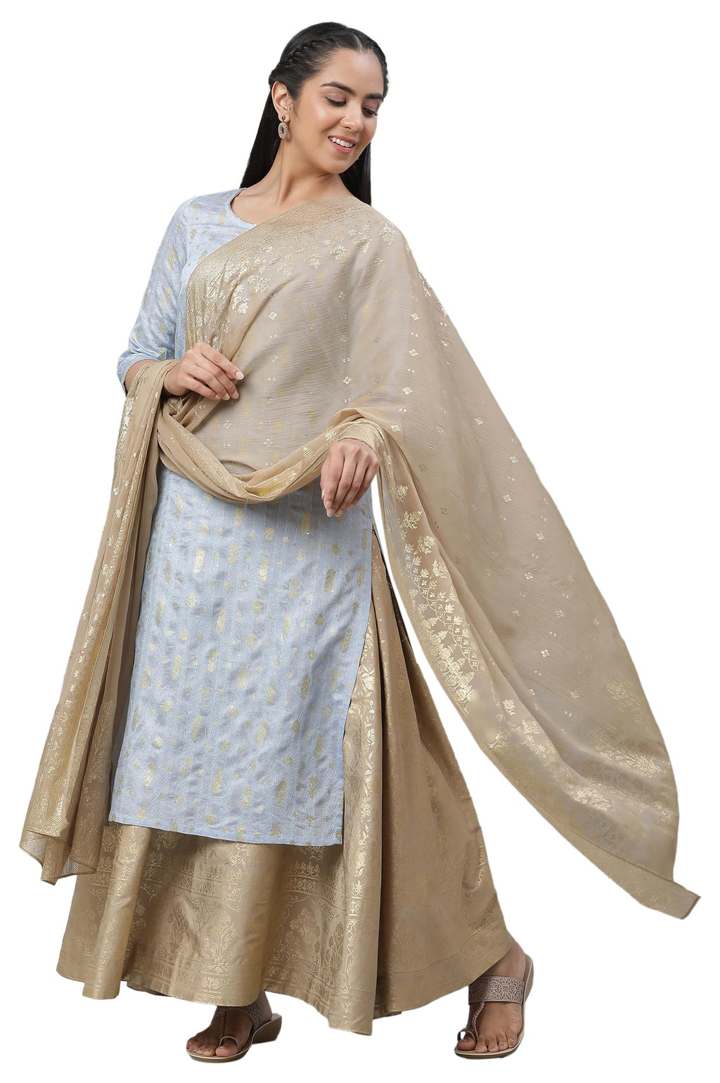 Aurelia WomenS Polyester Dupatta 23Aua80002-506915-Gold-Fs, Free Size