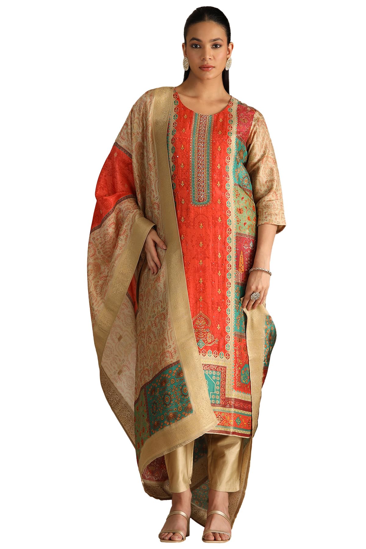 Soch Women Viscose Ethnic Motifs Motifs Suit Set with Sequins