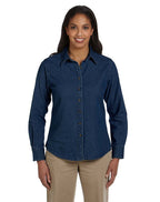 Ladies 65 oz Long-Sleeve Denim Shirt - DARK DENIM - S(D0102H76FTP)