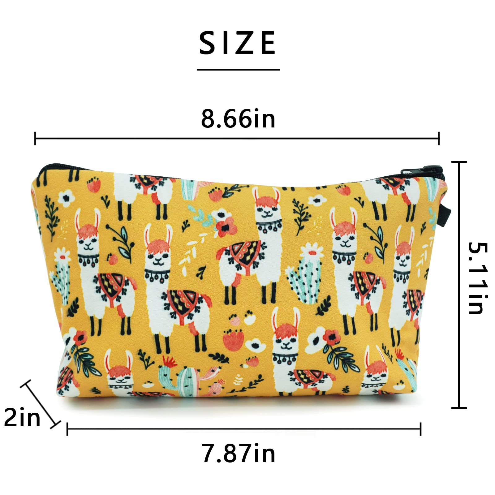 Cosmetic Bags for Women Small Lovely Llama and Cacti Makeup Bag for Purse Travel Toiletry Bag Accessories Organizer Zipper Pouch
