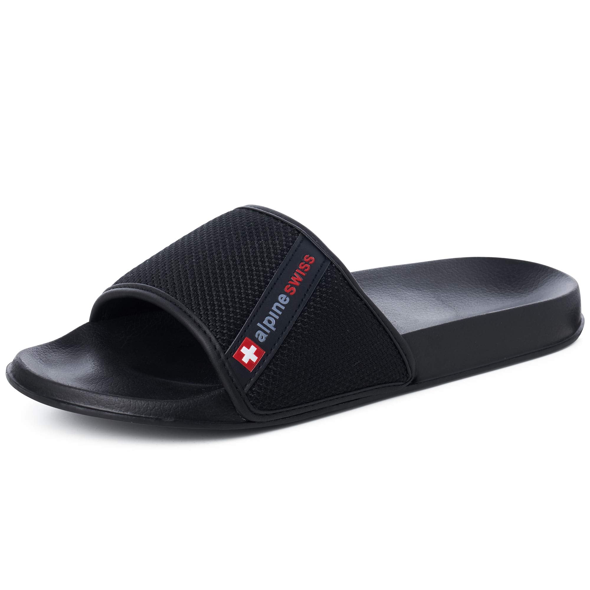 Alpine Swiss Mens Athletic Comfort Slide Sandals House Shoes Slippers Black 10 M US