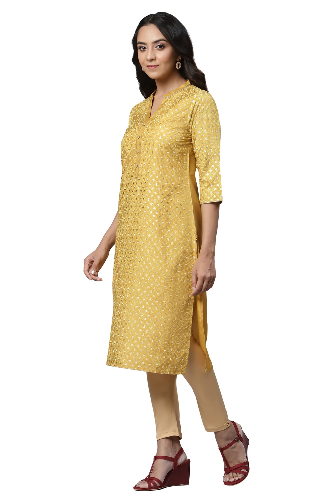 Aurelia Women Polyester Floral Printed Straight Kurta