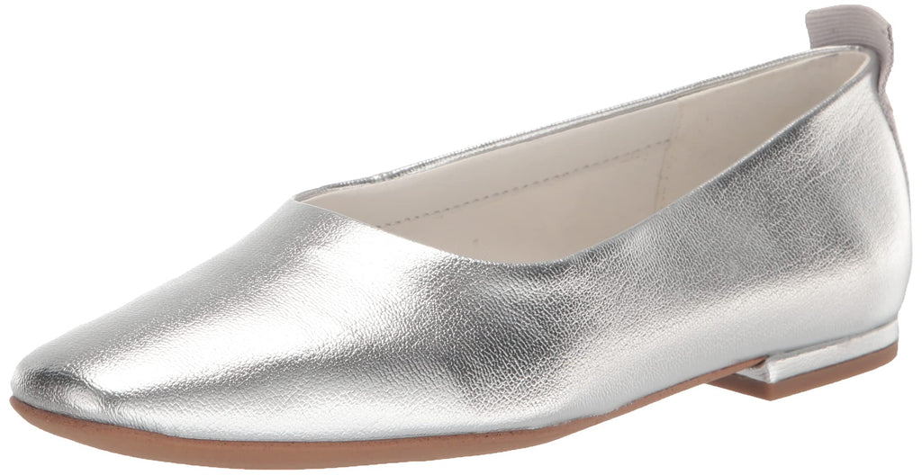 Franco Sarto Womens Vana Slip On Ballet Flat, Metallic Silver, 7