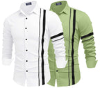 Zartha MenS Regular Fit Striped Pattern Cotton Blend Shirt With Collared Neck Long Sleeve And Standard Length | Shirt For Man