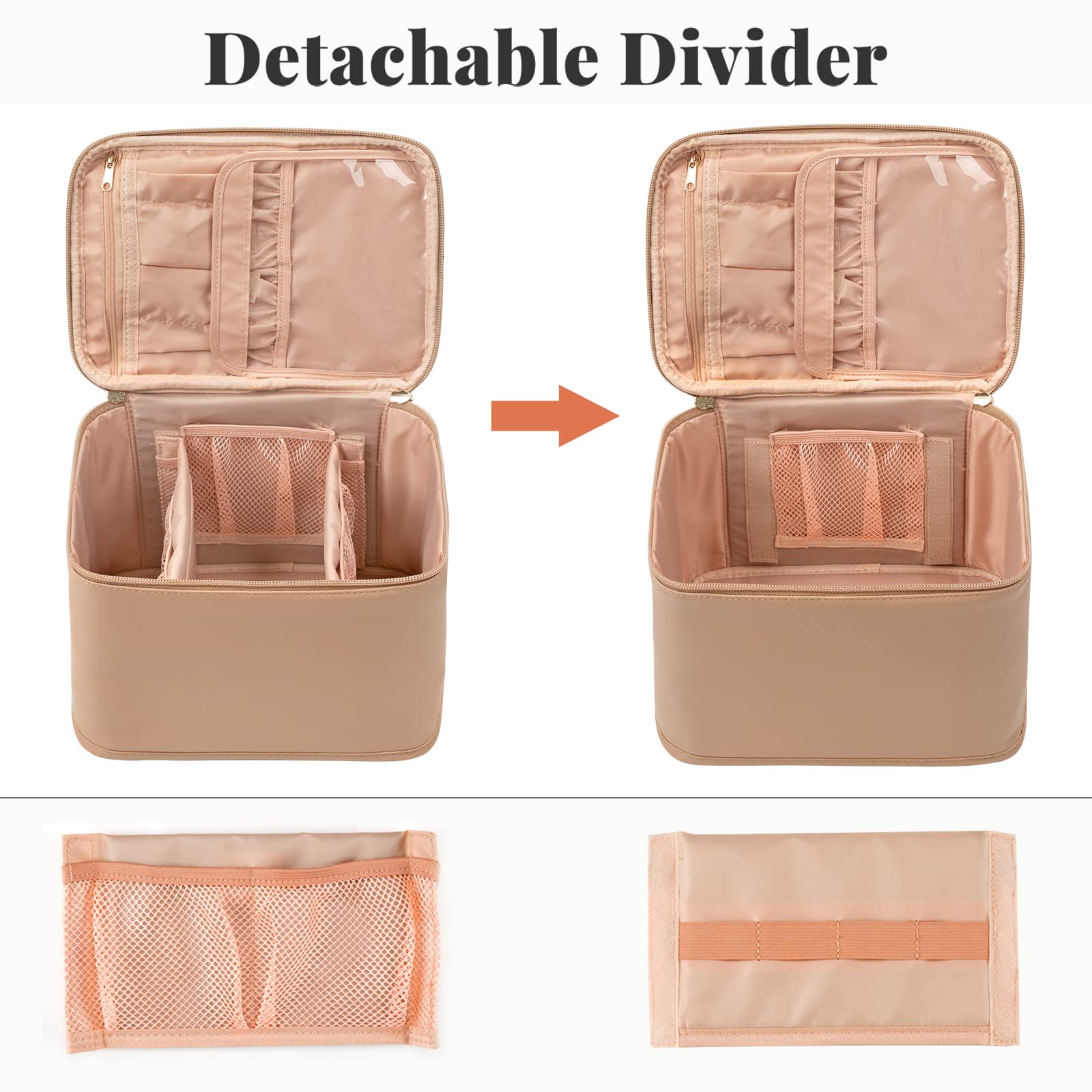 OCHEAL Makeup Bag,Large Travel Makeup Bag Organizer Cosmetic Bags for Women Washable Make Up Bag Makeup Organizer Case with Divi