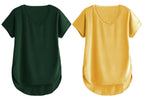 Fabricorn Combo Of Plain Bottle Green And Mustard Yellow V- Neck Up And Down Cotton Tshirt For Women (Bottle Green And Mustard Y