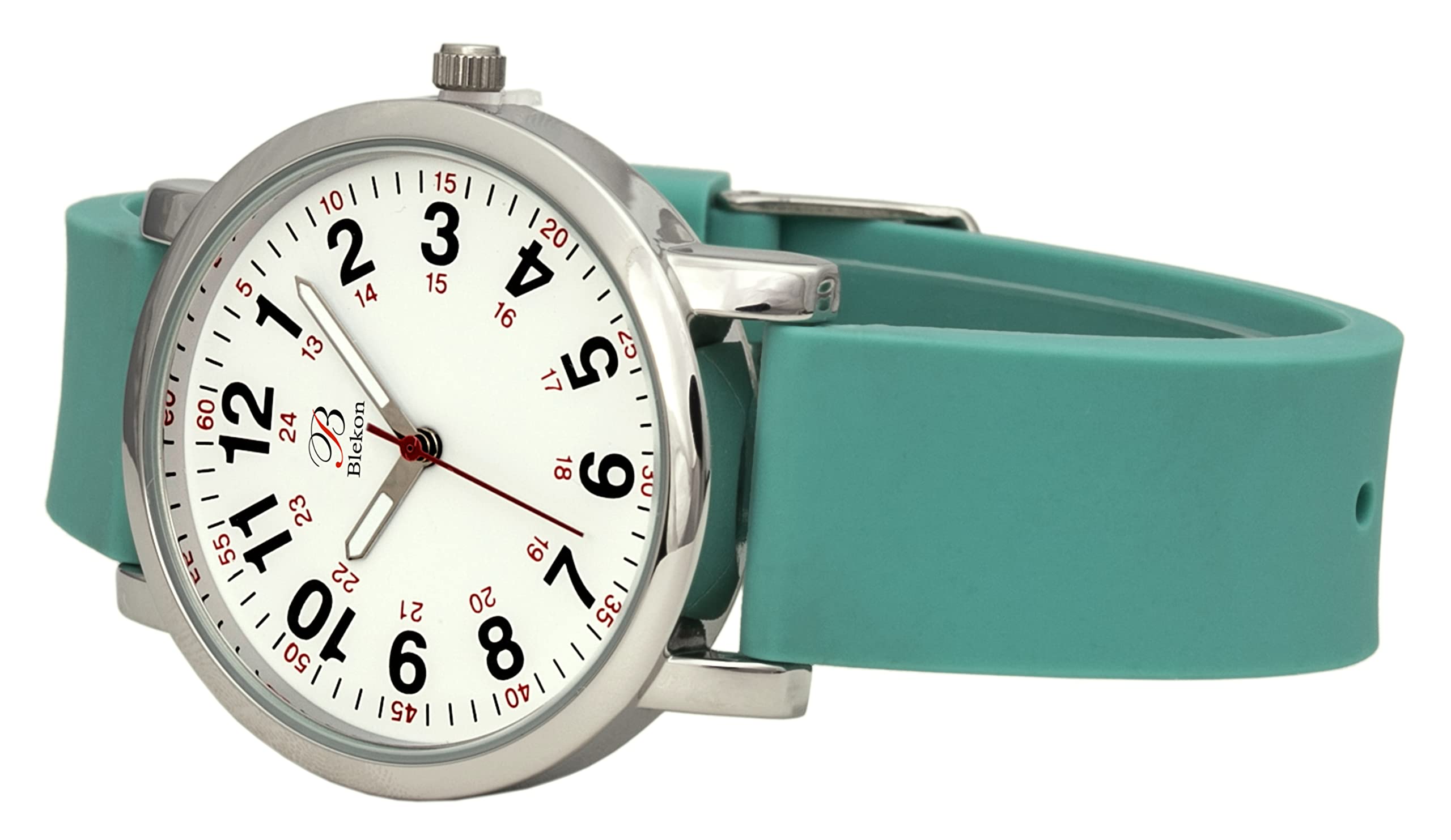 Blekon Original Nurse Watch - Medical Scrub Colors, Easy Read Dial, Second Hand, Water Resistant Watch (Aqua)