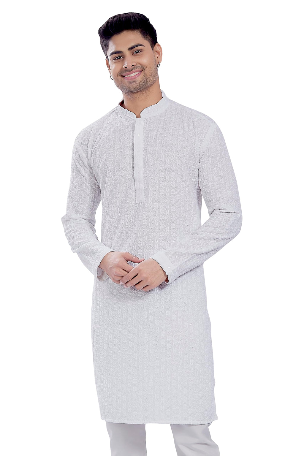 Divisive MenS Sequince Embroidered Cotton Blend Only Slim Fit Kurta (Dkrt676_Xxl_White)