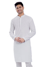 Divisive MenS Sequince Embroidered Cotton Blend Only Slim Fit Kurta (Dkrt676_Xxl_White)