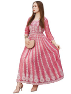 Gosriki Women'S Georgette Chikankari Embroidered Anarkali Kurti (Kari Wine-Grt-Gs_Xxl_Wine_Xx-Large)