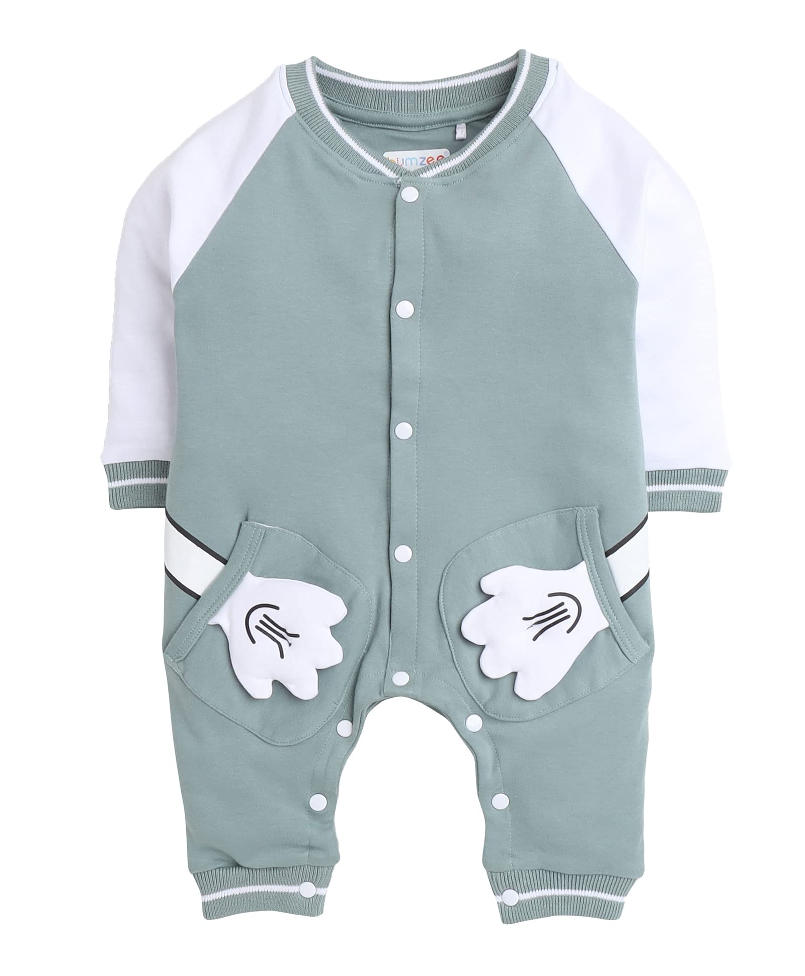 BUMZEE Green Boys Full Sleeves Fancy Sleepsuit Age - 6-9 Months (Peb318D-grn)
