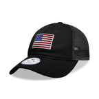 Relaxed Trucker Cap, USA Flag, Black
