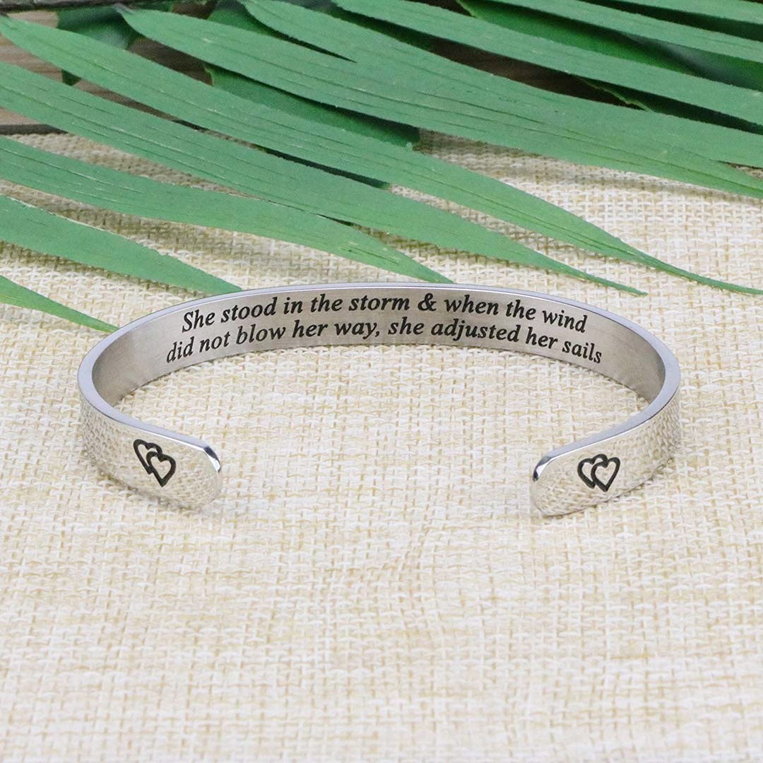JoycuFF Inspirational Gifts for Women Encouragement Bracelets Birthday Gift Ideas Uplifting Message Engraved Personalized Stainl