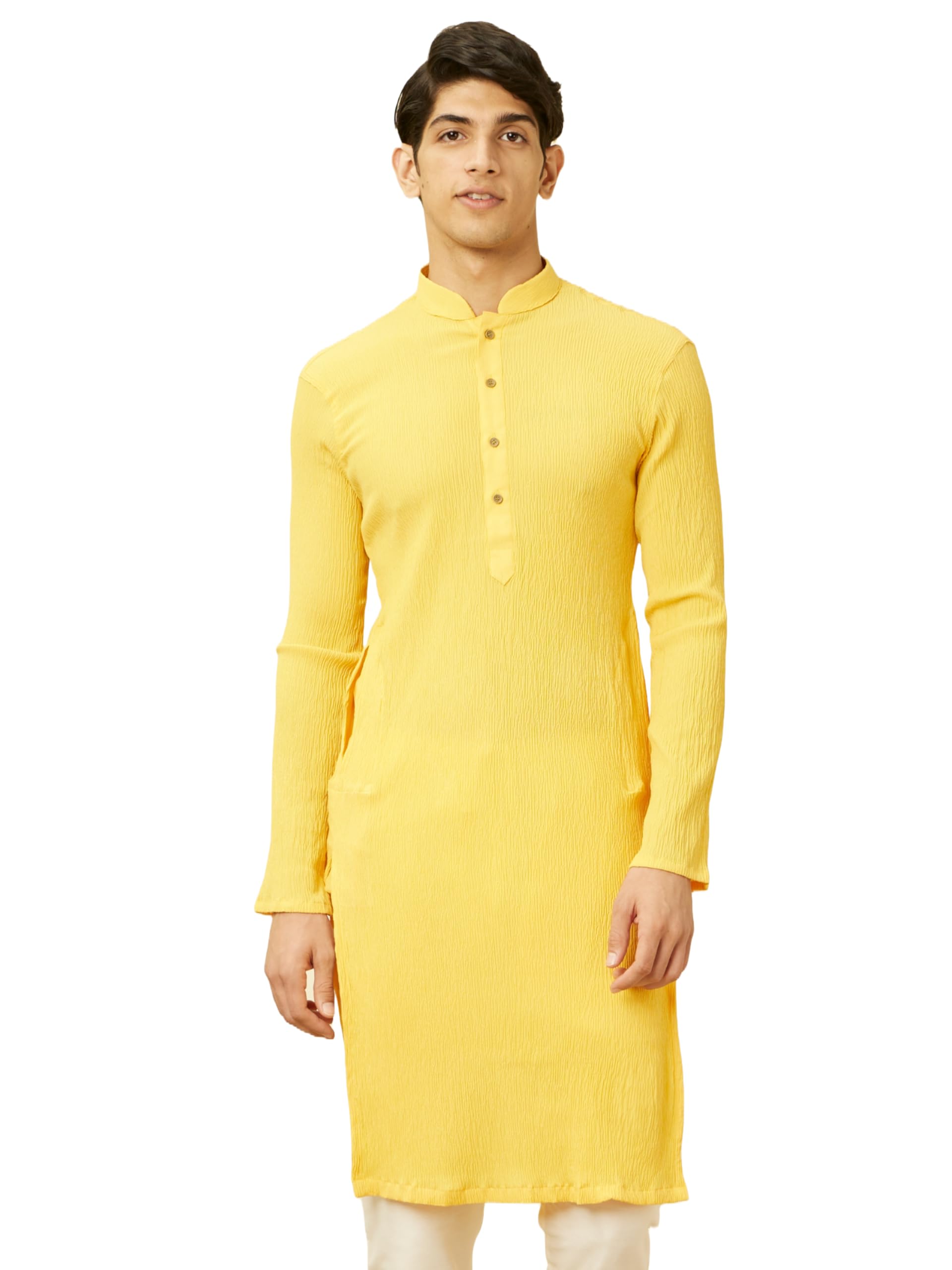 Manyavar MenS Kurta, Long Sleeves Mandarin Collar Ethnic Knee Length Kurta Only, Kurta For Festival, Wedding, Party, Anniversar
