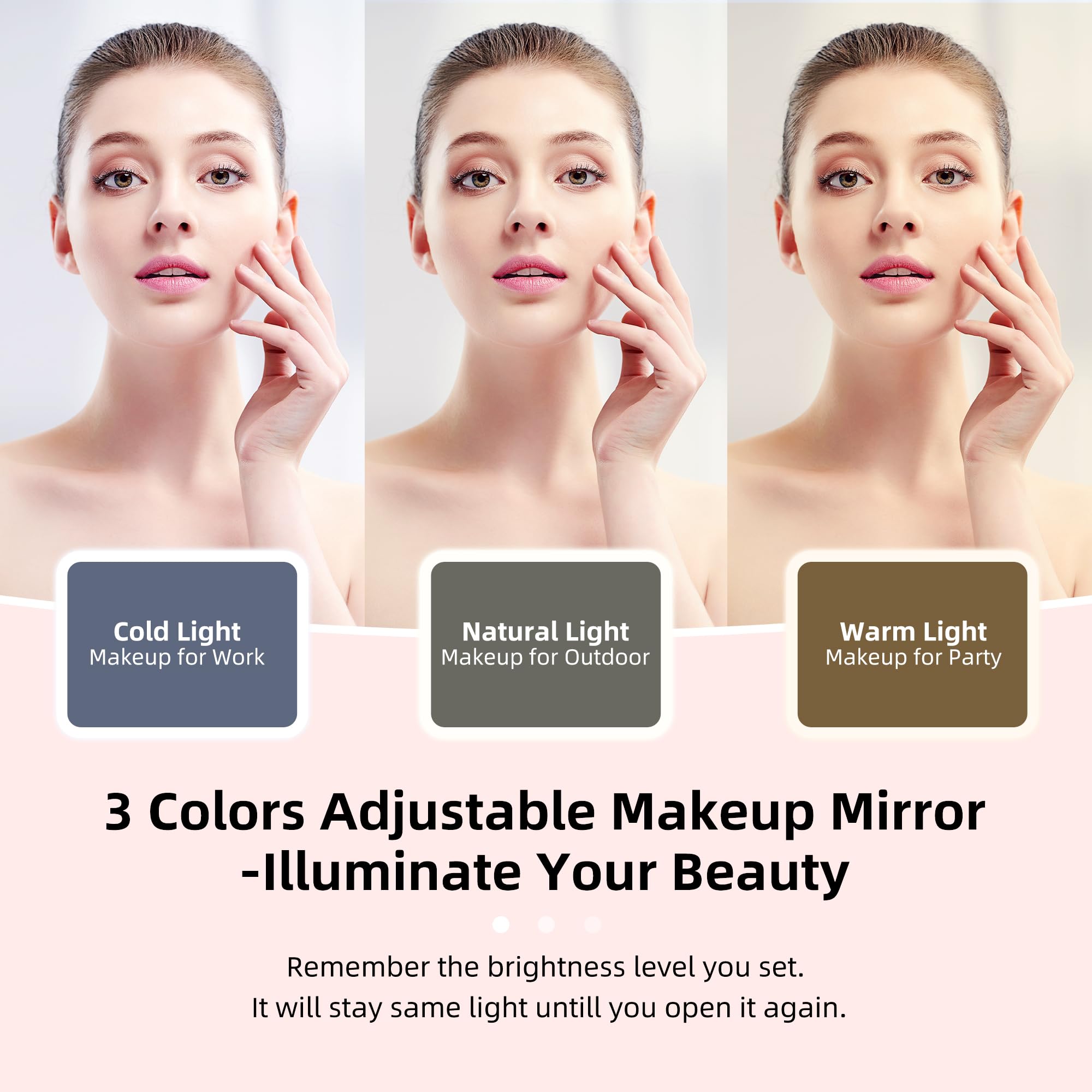 ZhenGuiRu Travel Makeup Bag with LED Lighted Mirror 3 Color Scenarios Adjustable Brightness, Waterproof Cosmetic Train Case Orga