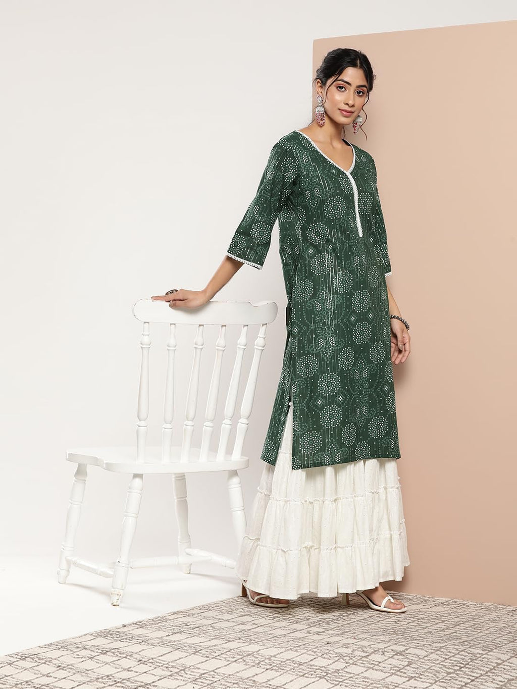 Libas WomenS Cotton Printed Straight Kurta (26195_Green