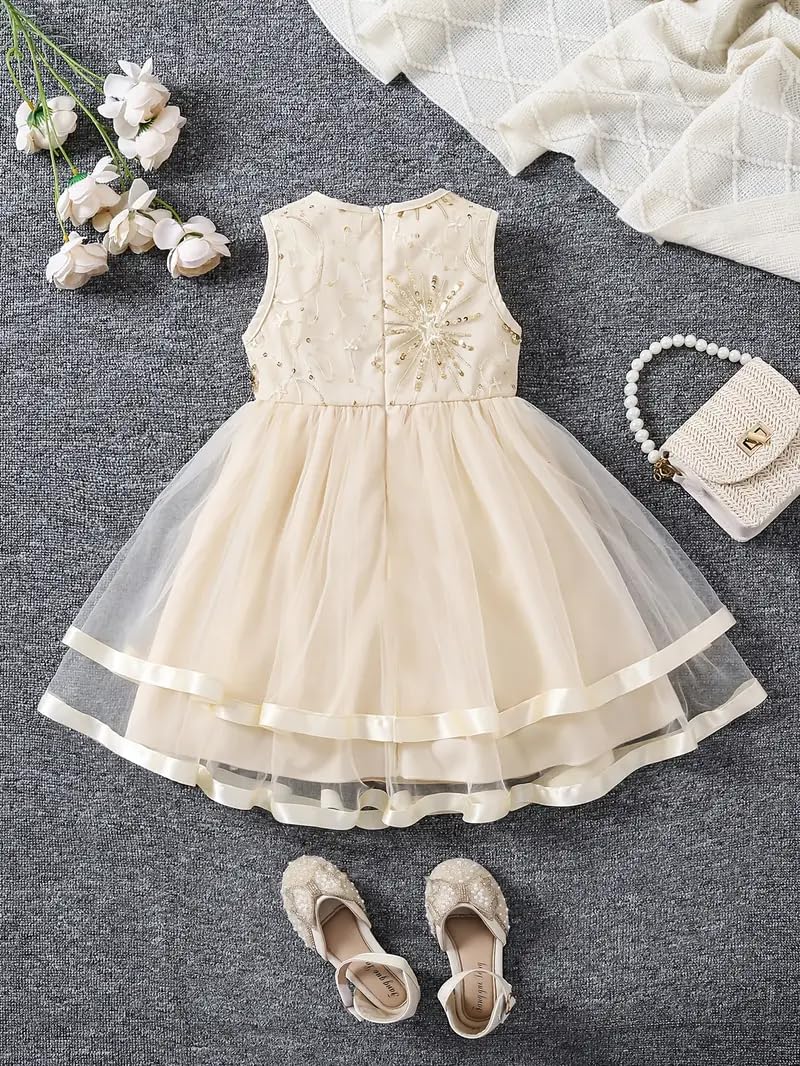 Tagas GirlS Polyester Fit And Flare Knee-Length Dress (Kd-65_Cream
