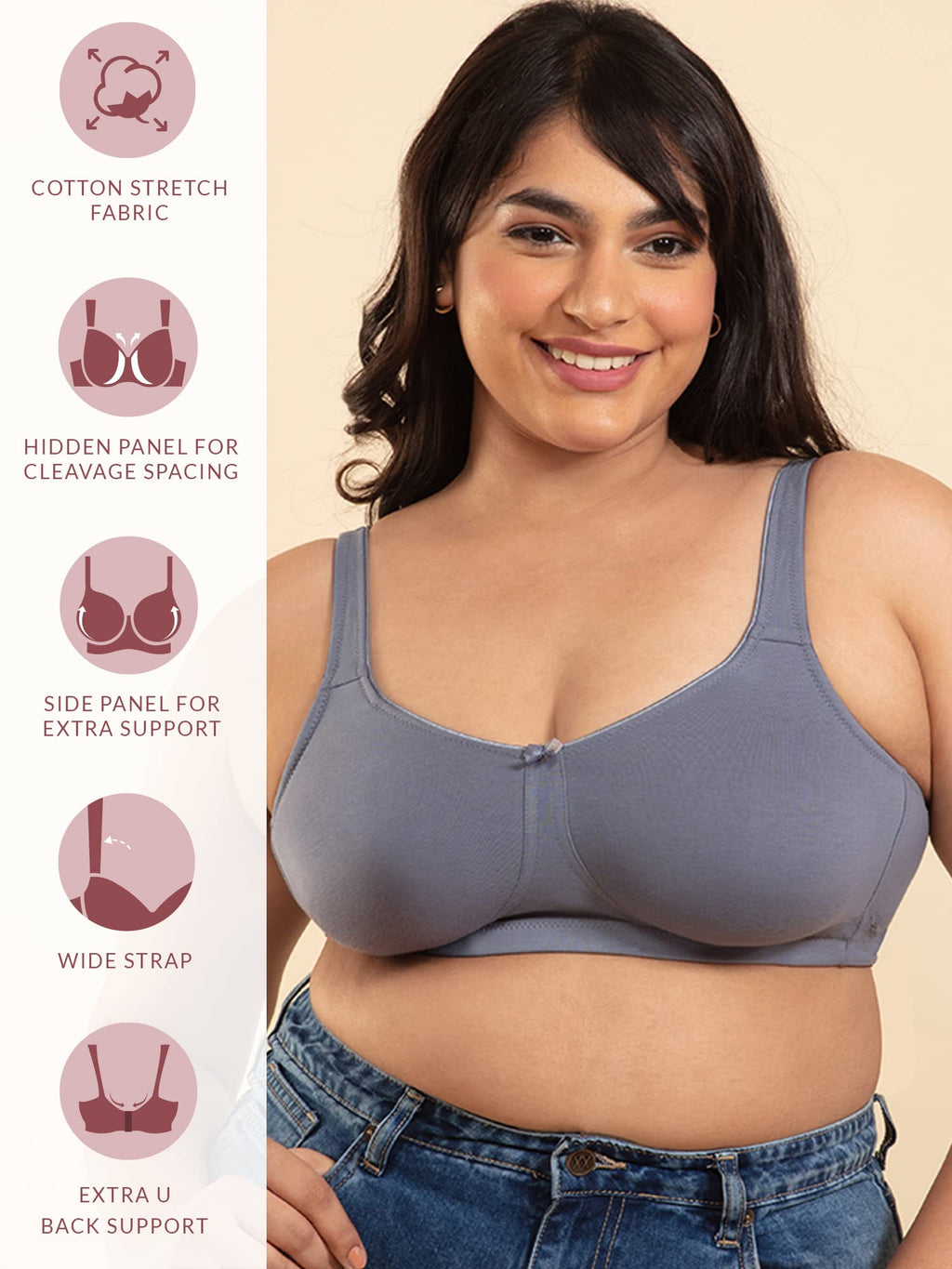 Nykd (Nyb105 Cotton Non Padded & Non Wired Everyday Bra For Women | Full Coverage Bra With No Sweat & Breast Separating Feature