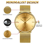 FIZILI Mens Watches Ultra-Thin Minimalist Waterproof-Fashion Wrist Watch for Men Unisex Dress with Stainless Steel Mesh Band-Ros