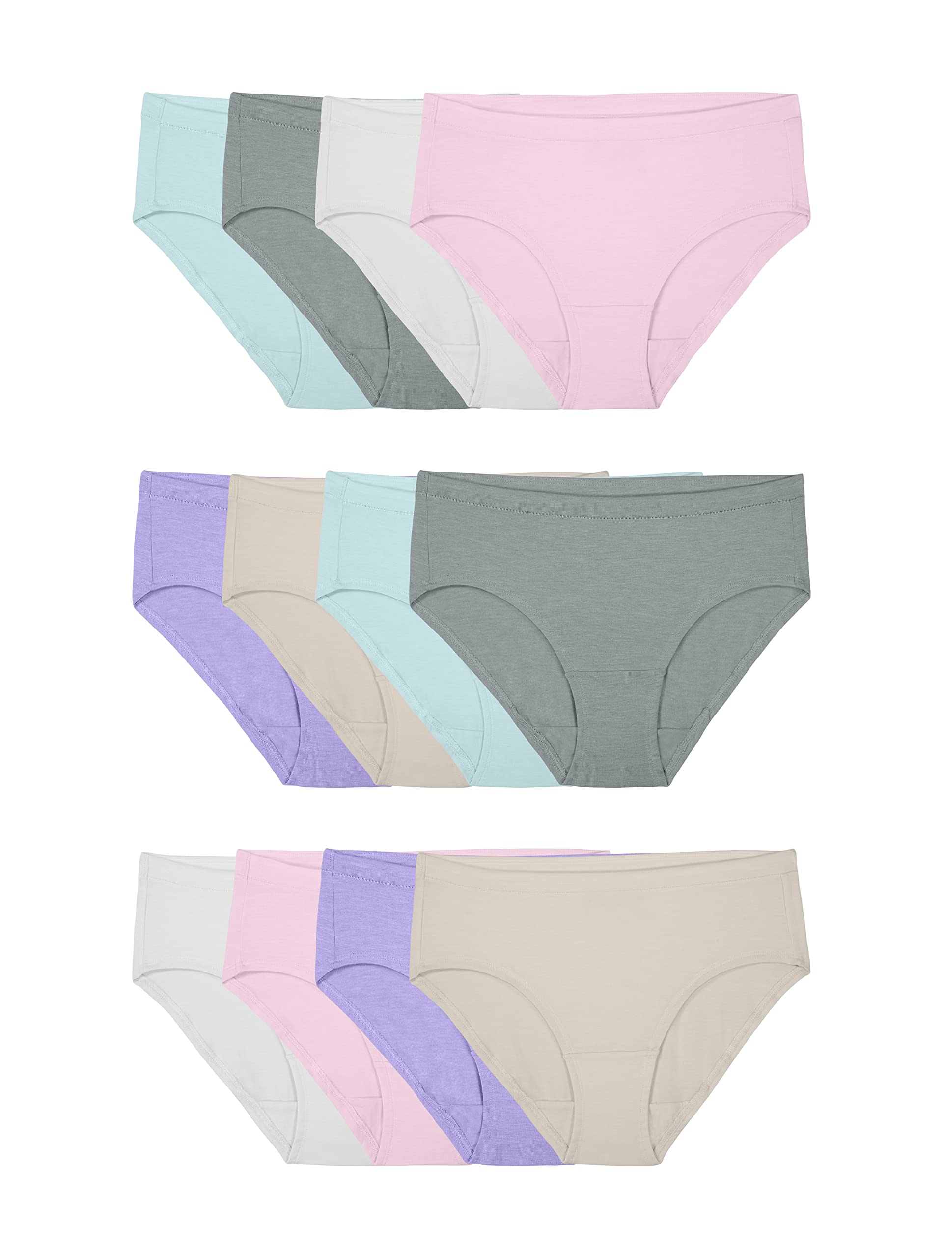 Fruit of the Loom Women's Modal Underwear, Hipster-12 Pack-Purple/Cashmere/Grey, 7