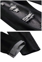 LZLER Men's Black Jeans Ripped Flex Denim Mens Fashion Jeans Revival Biker Moto Size 38