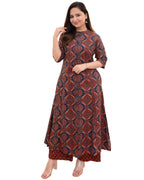 ANNI DESIGNER Women's Cotton Blend Straight Printed Kurta with Palazzo (ABP Maroon-NW_4XL_Wine_XXXX-Large)
