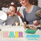 JOINDO Preppy Patch Makeup Bag, Chenille HAIR Letter Cosmetic Bag,PU Leather Skincare Toiletry Bag, Portable Makeup Bag with Var