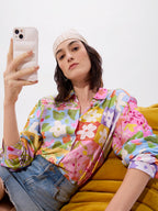The Souled Store Blooming Womens Oversized Fit Full Sleeve Cotton Women Boyfriend Shirts